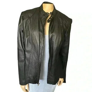 Decoded women’s black biker leather jacket size XL